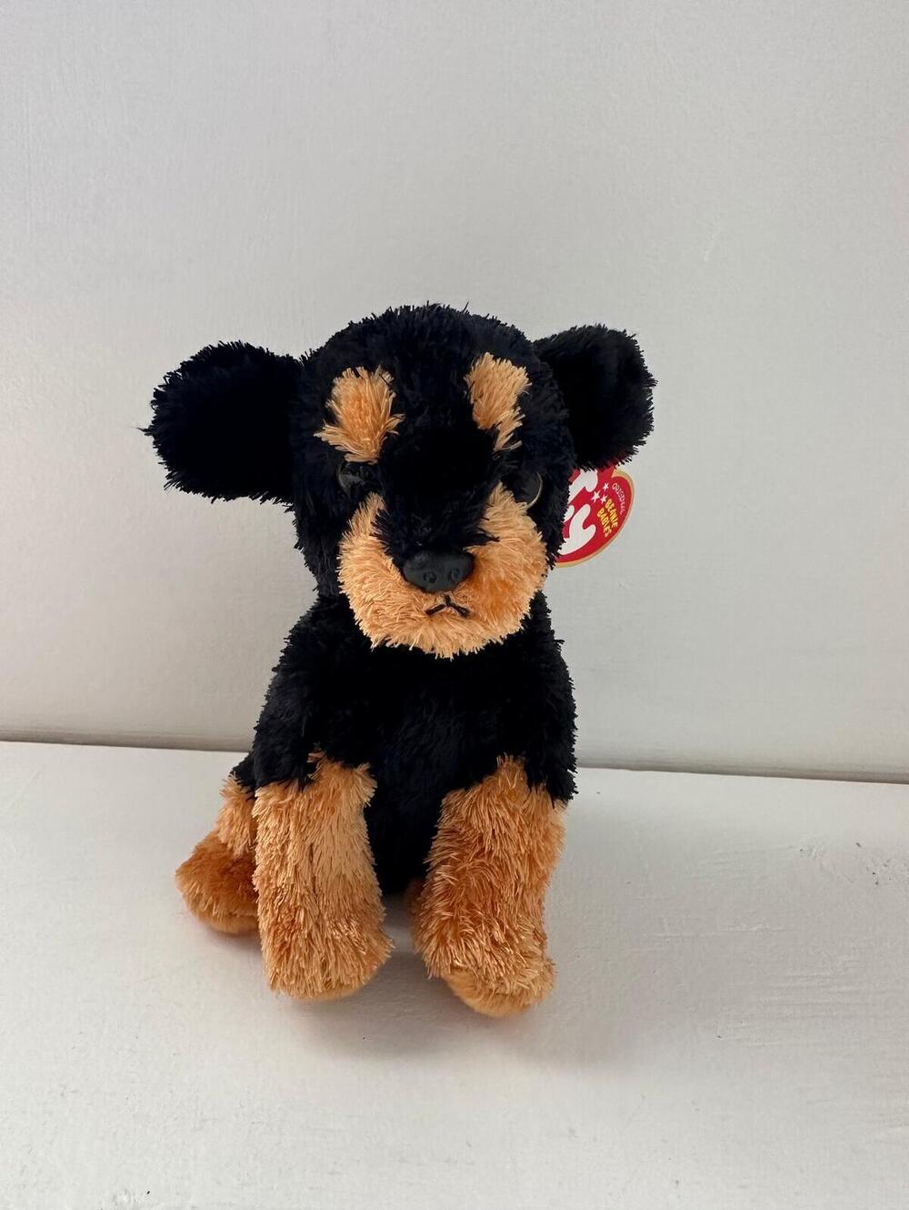 Ty Beanie Baby “Brutus” the Puppy Dog Rottweiler - Sitting down ears up (7 inch)